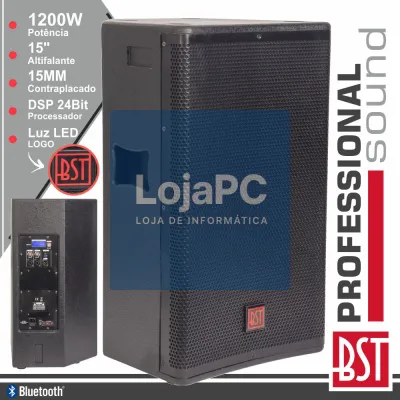 COLUNA AMPLIFICADA PRO 15" 1200W 4 MODOS BT 15MM MDF BST
