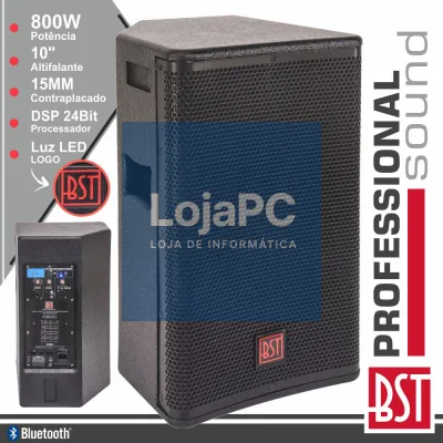 COLUNA AMPLIFICADA PRO 10" 800W 4 MODOS BT 15MM MDF BST