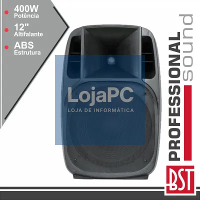 COLUNA BI-AMPLIFICADA PRO 12" 400Wmáx MP3 USB/BT/SD ABS BST