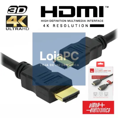 Cabo HDMI Dourado Macho / Macho 2.2 4K Preto 2m ALPHA