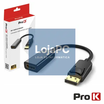 CABO DISPLAYPORT MACHO / HDMI FÊMEA 4K PROK
