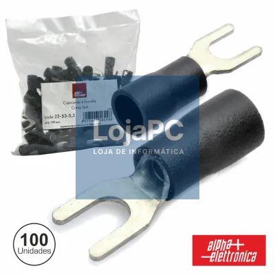 TERMINAL FORQUILHA ISOLADO 5.3MM 100X PRETO