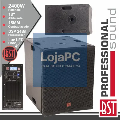 GRAVE SUBWOOFER AMPLIFICADO PRO 18" 2400W MDF DSP BST