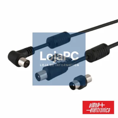 Cabo Coaxial Macho / Fêmea 90º Preto 2m C/ Filtro ALPHA