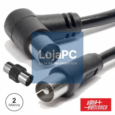 CABO COAXIAL MACHO/FÊMEA PRETO 2M ANGULAR 90º