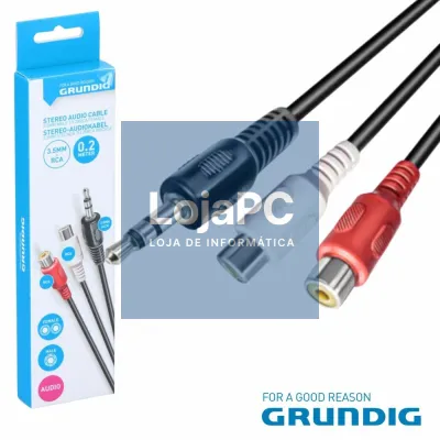Cabo Jack 3.5mm Macho St / 2-Rca Fêmea 0.20m GRUNDIG
