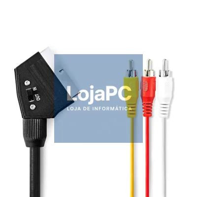 Cabo Scart Macho / 3RCA 1vídeo-2audio Comutador 1m