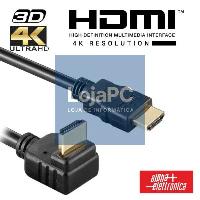 Cabo HDMI Dourado Macho / Macho 2.0 4K Preto 2m 270º ALPHA