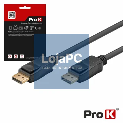Cabo Displayport 4K Macho / Macho Preto 5m PROK