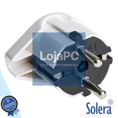 FICHA SCHUKO MACHO C/ TERRA LATERAL 220V BRANCO SOLERA