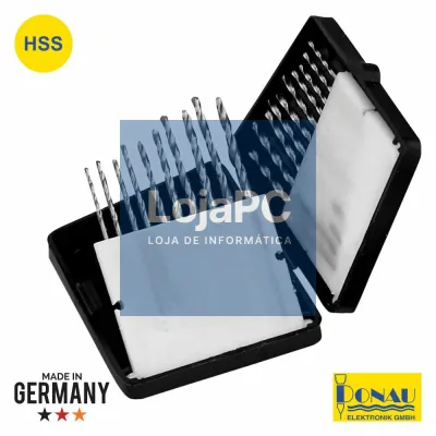 CONJUNTO DE 20 BROCAS HSS Ø0.3MM A Ø1.2MM DONAU