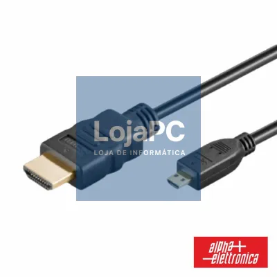 Cabo HDMI Dourado Macho / Micro HDMI Macho Preto 2m ALPHA