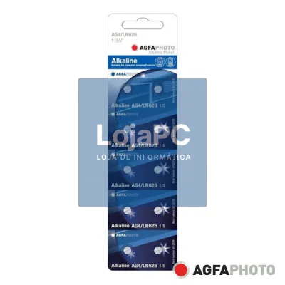 Pilha Botão Alcalina AG4 1.5V 10x Blister AGFAPHOTO