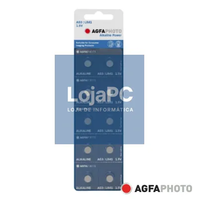 Pilha Botão Alcalina AG3 1.5V 10x Blister AGFAPHOTO