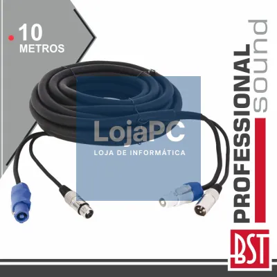 CABO DMX XLR 3P MACHO / XLR 3P FÊMEA + POWERCON 10M BST