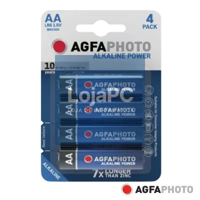 Pilha Alcalina LR6/AA 1.5V 4x Blister POWER AGFAPHOTO