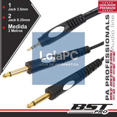 CABO JACK 3.5MM MACHO ST / 2JACK 6.35MM MACHO MN 3M BSTPRO