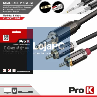 CABO JACK 3.5MM MACHO ST / 2-RCA MACHO 1M PROK