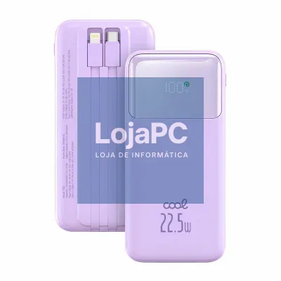 External Battery Power Bank 22.5W Fast Charging 10.000 mAh COOL Pocket (Type-C / Lightning) Violet
