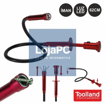 HASTE FLEXÍVEL ILUMINADA C/ IMAN E GARRA 620MM TOOLLAND