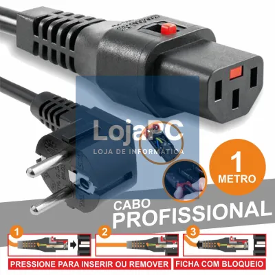 CABO ALIMENTAÇÃO PROF. SCHUKO MACHO 3P / IEC C13 FÊMEA 1M