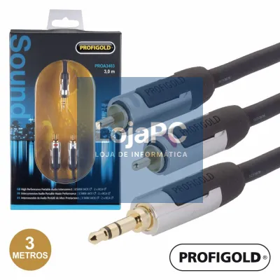CABO JACK 3.5MM MACHO ST / 2-RCA MACHO 3M PROFIGOLD