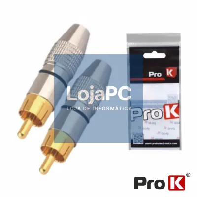 Conjunto 2 Fichas RCA Macho Preta Metálica / Dourada PROK