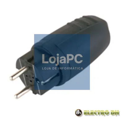 FICHA SCHUKO MACHO IMPERMEAVEL C/ TERRA 16A 220V PRETA EDH