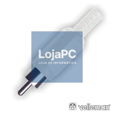 FICHA RCA MACHO BRANCA PVC C/ PROTEÇÃO DE CABO