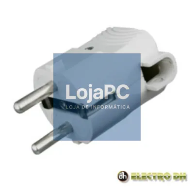 FICHA SCHUKO MACHO C/ TERRA LATERAL 220V BRANCO EDH