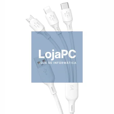 Cabo USB-A 2.0 Macho P/ Lightning/USB-C/MicroUSB 6A 1.2m