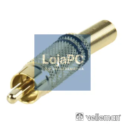 FICHA RCA MACHO DOURADA-PRETA C/ PROTEÇÃO DE CABO
