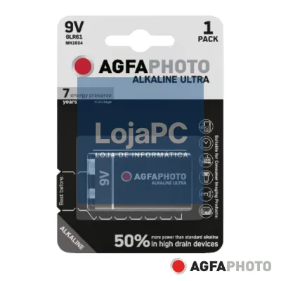 Pilha Alcalina 6LR61/9V 9V 1x Blister ULTRA AGFAPHOTO