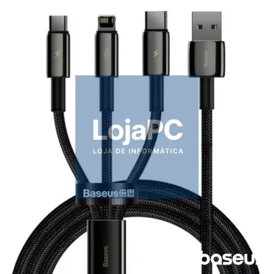 Cabo USB-A 2.0 Macho p/ Lightning/USB-C/MicroUSB 3.5A BASEUS