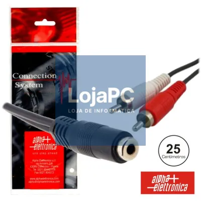 CABO JACK 3.5MM FÊMEA / 2-RCA MACHO 0.25M POLYBAG