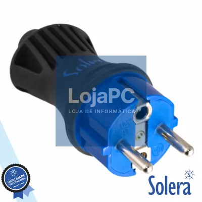 Ficha Schuko Macho 16a/250v IP44 Preto SOLERA