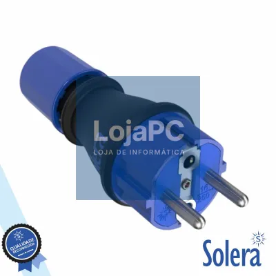Ficha Schuko Macho 2P+E 16A 250V IP54  Preta e Azul SOLERA