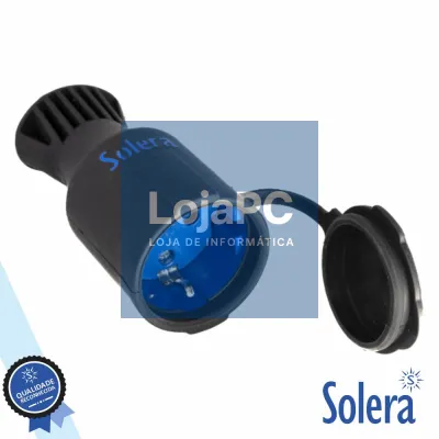 Ficha Schuko Fêmea 16A/250V C/ Tampa IP44 Preto SOLERA