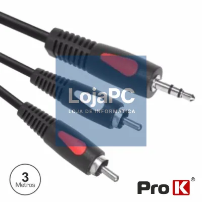 CABO JACK 3.5MM MACHO ST / 2-RCA MACHO 3M PROK