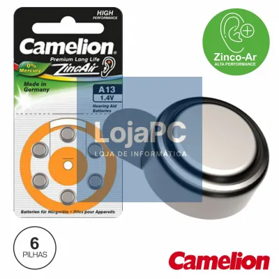 PILHA BOTÃO PR48 / A13 1.4V 280MA 6X BLISTER CAMELION