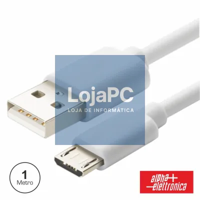 CABO USB-A 2.0 MACHO / MICRO USB-B 1M BRANCO ALPHA