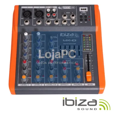 MESA DE MISTURA 4 CANAIS 3 ENTRADAS PHANTOM USB/REC IBIZA