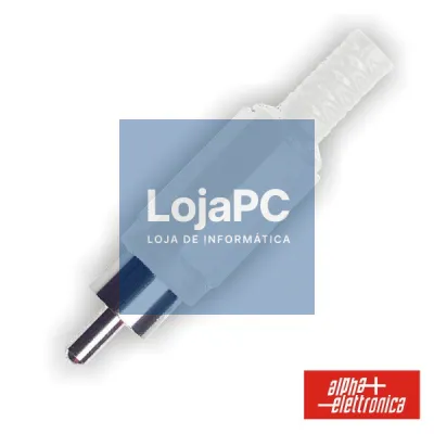 FICHA RCA MACHO BRANCA PVC C/ PROTEÇÃO DE CABO