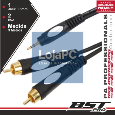 CABO JACK 3.5MM MACHO ST / 2-RCA MACHO 3M BSTPRO