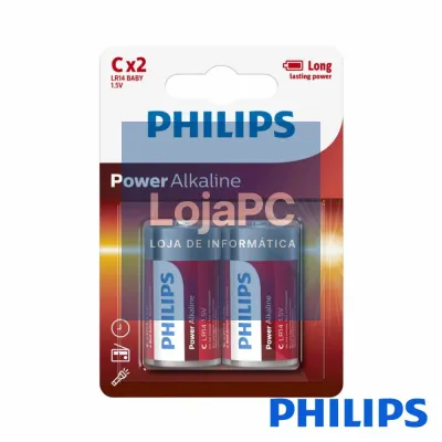Pilha Alcalina LR14/C 1,5V 2x Power Life PHILIPS