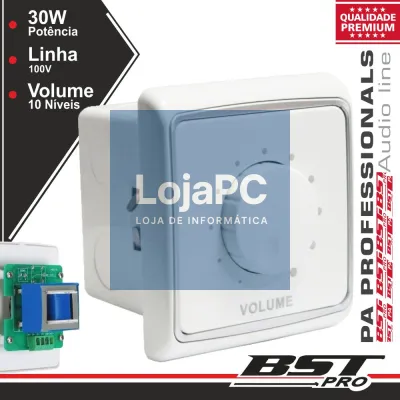 REGULADOR DE SOM 30W 100V INTERIOR PAREDE BRANCO BSTPRO