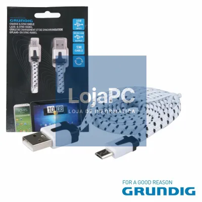 Cabo USB-A Macho / MicroUSB Macho 1m Branco GRUNDIG