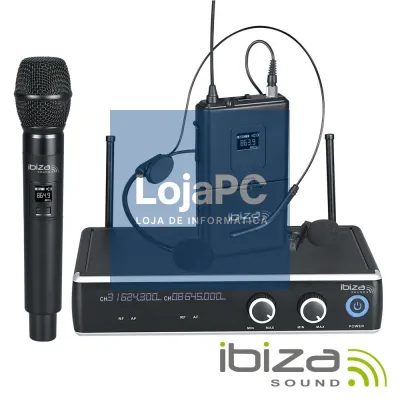 Central Microfone S/ Fios 2 Canais UHF 863.9/864.9mhz IBIZA