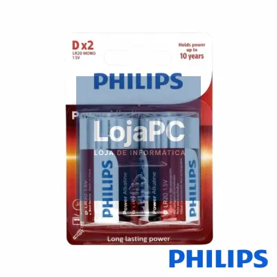 Pilha Alcalina LR20/D 1,5V 2x Power Life PHILIPS