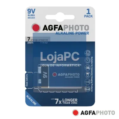 Pilha Alcalina 6LR61/9V 9V 1x Blister POWER AGFAPHOTO
